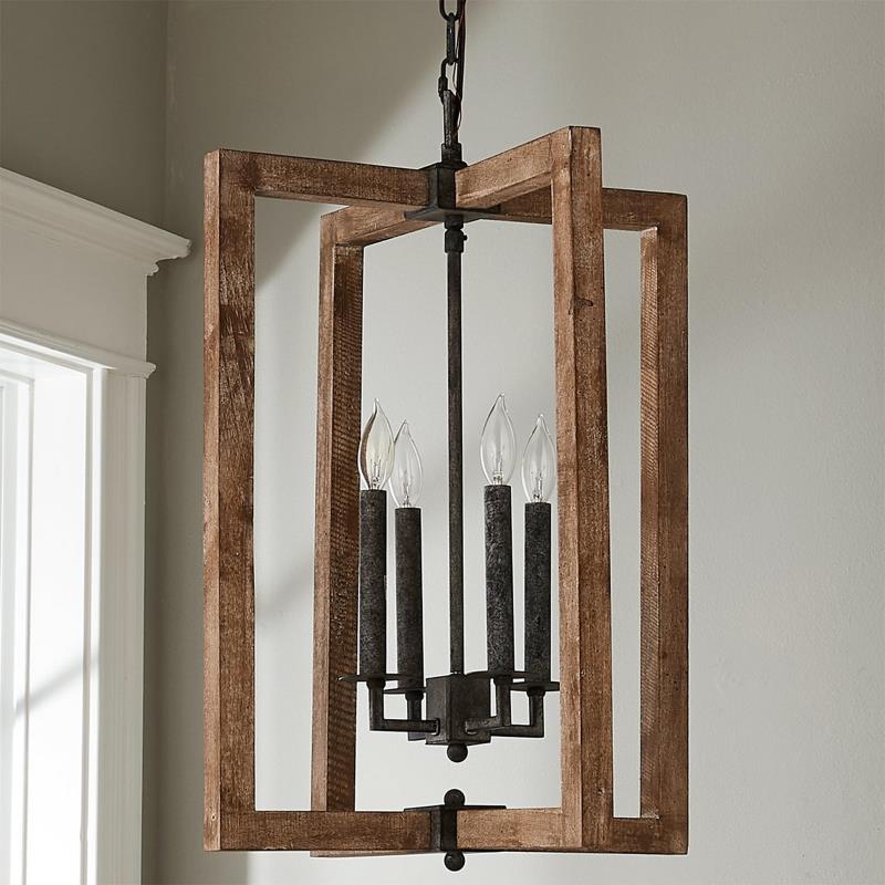 Vintage Wood Lantern Pendant Light - Letslighting