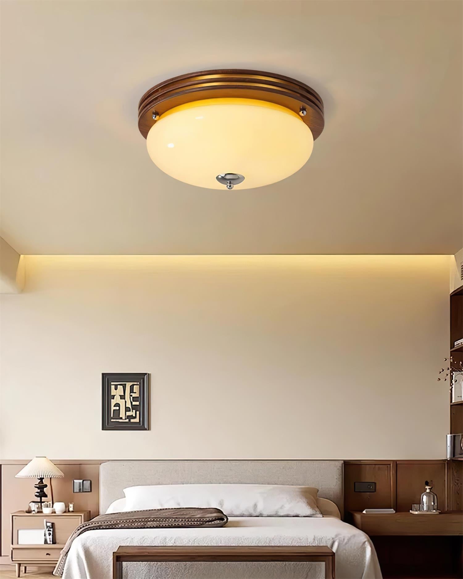 Povio Metal & Glass Flush Mount Ceiling Light - Letslighting