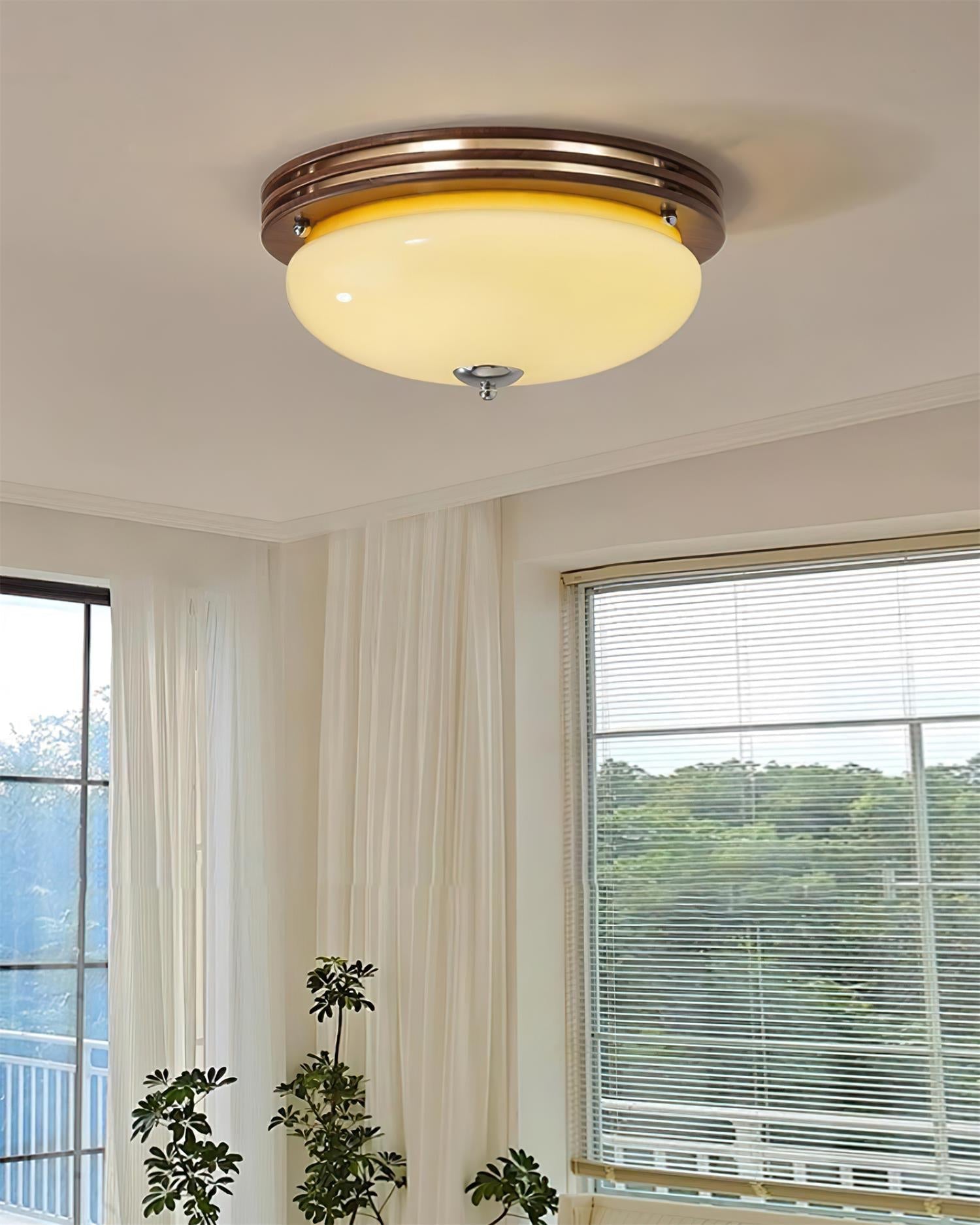 Povio Metal & Glass Flush Mount Ceiling Light - Letslighting