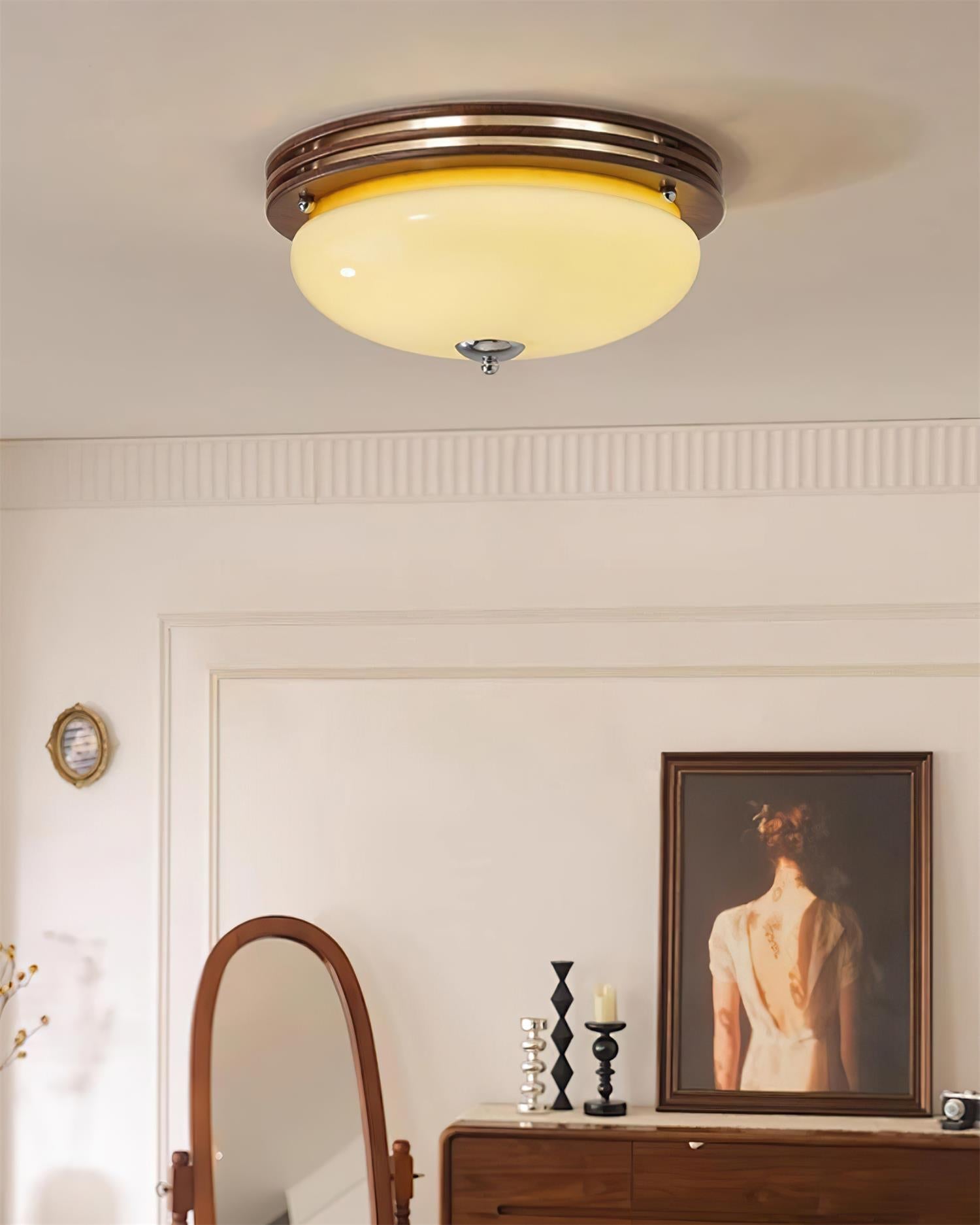 Povio Metal & Glass Flush Mount Ceiling Light - Letslighting