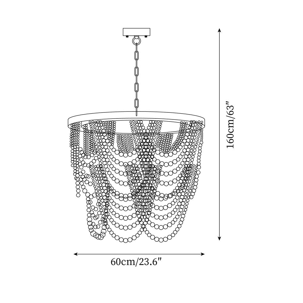 Amelia Chandelier Wood Bead Draped Rustic - Letslighting