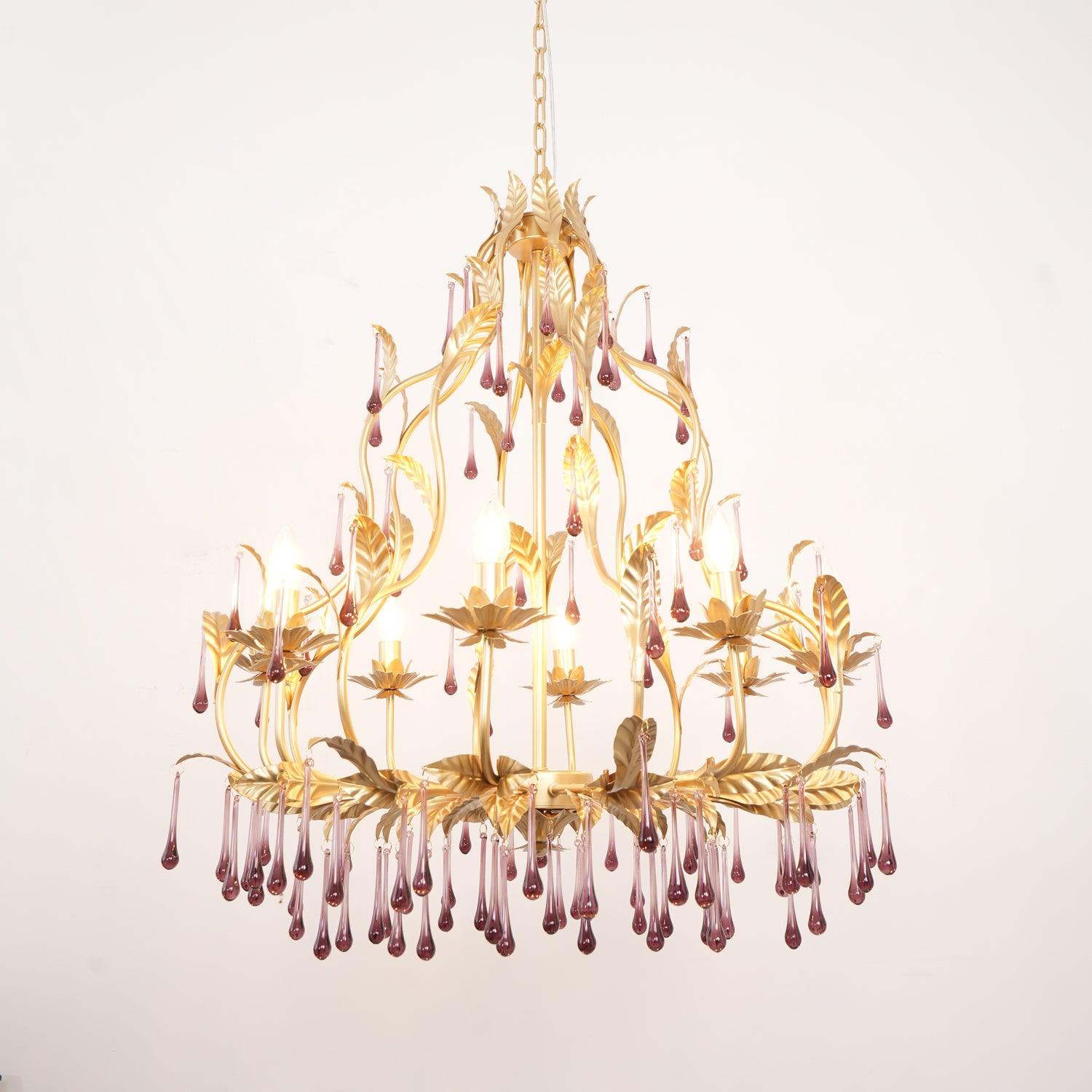 Lustra Pendant Lamp Drops Gold Leaves - Letslighting