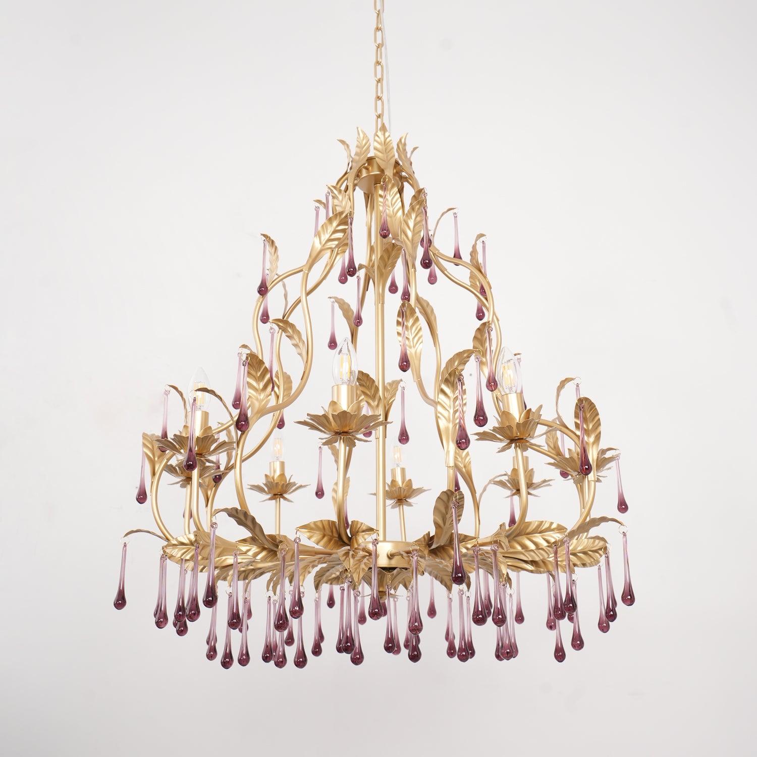 Lustra Pendant Lamp Drops Gold Leaves - Letslighting