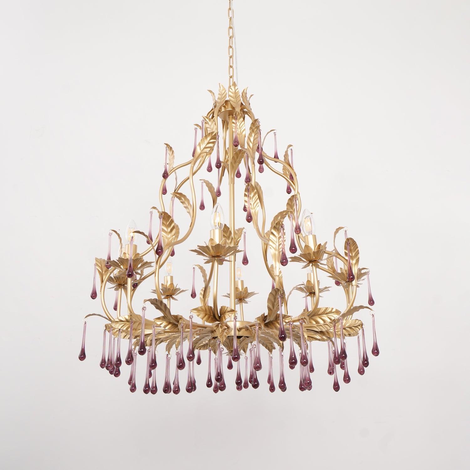 Lustra Pendant Lamp Drops Gold Leaves - Letslighting