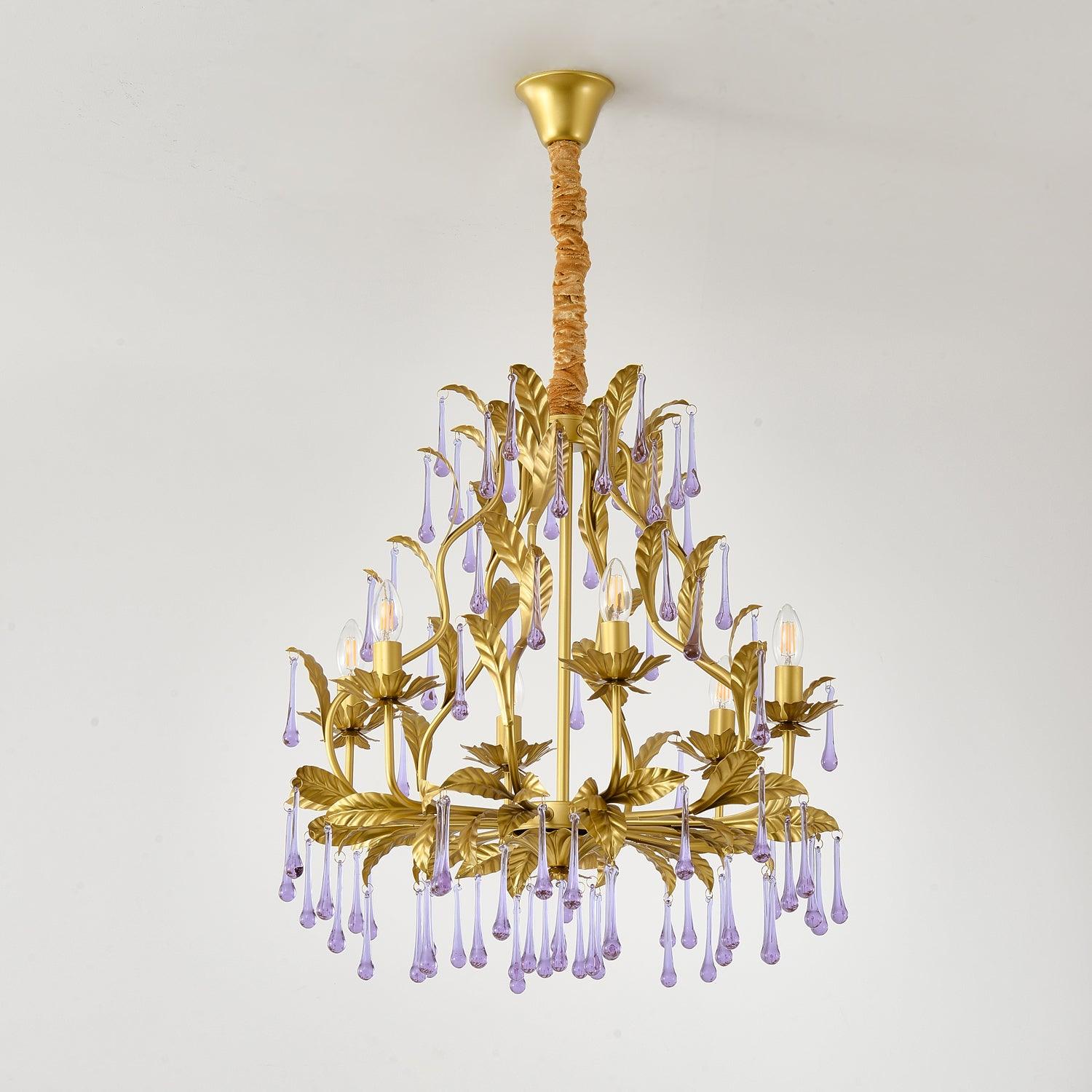 Lustra Pendant Lamp Drops Gold Leaves - Letslighting
