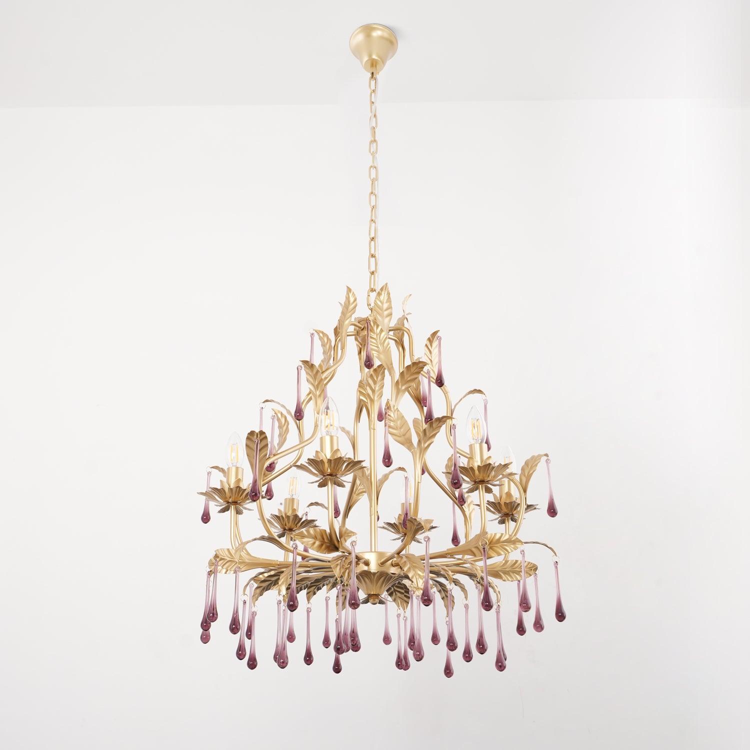 Lustra Pendant Lamp Drops Gold Leaves - Letslighting