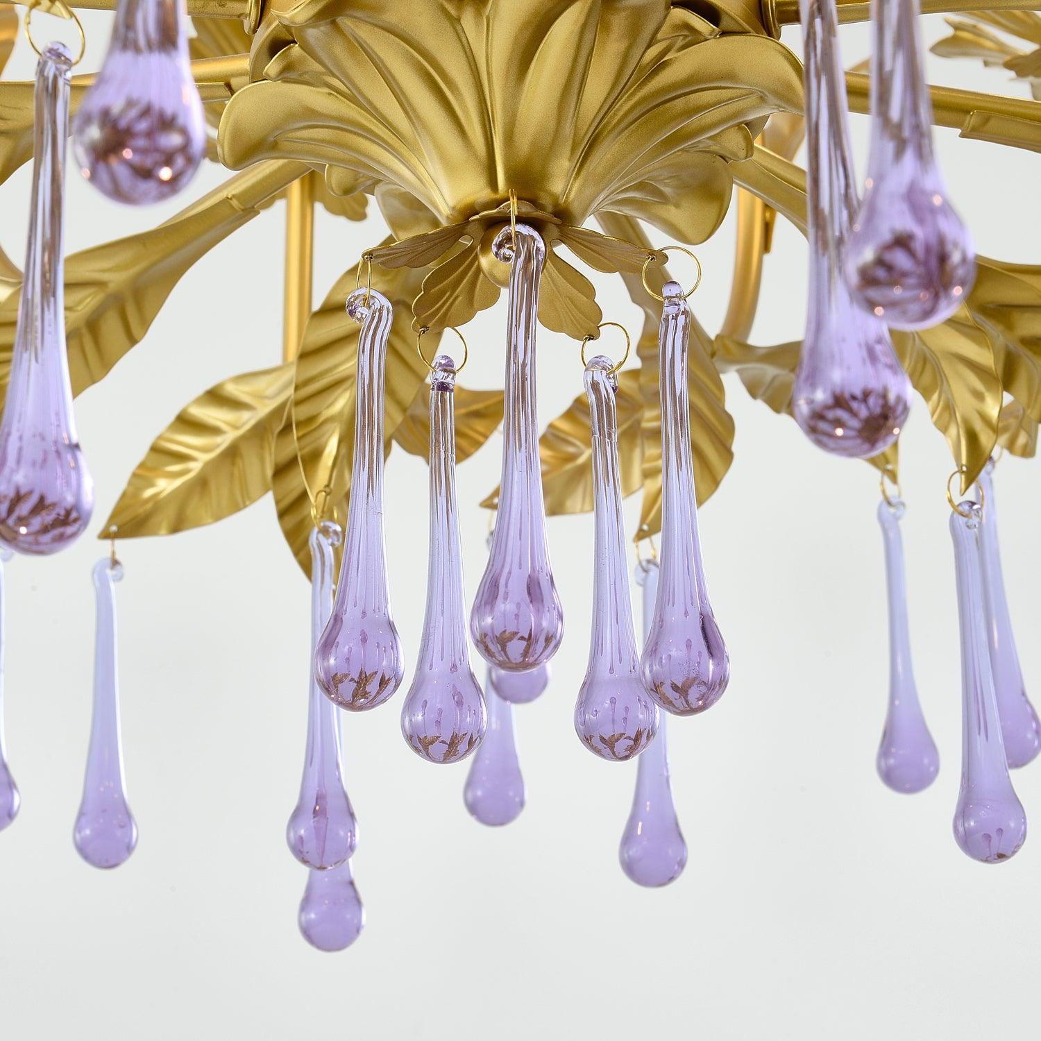 Lustra Pendant Lamp Drops Gold Leaves - Letslighting