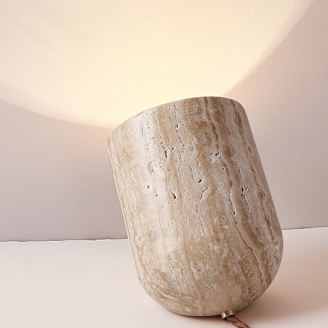 Mysilarae Tapered Block Travertine Table Lamp - Letslighting