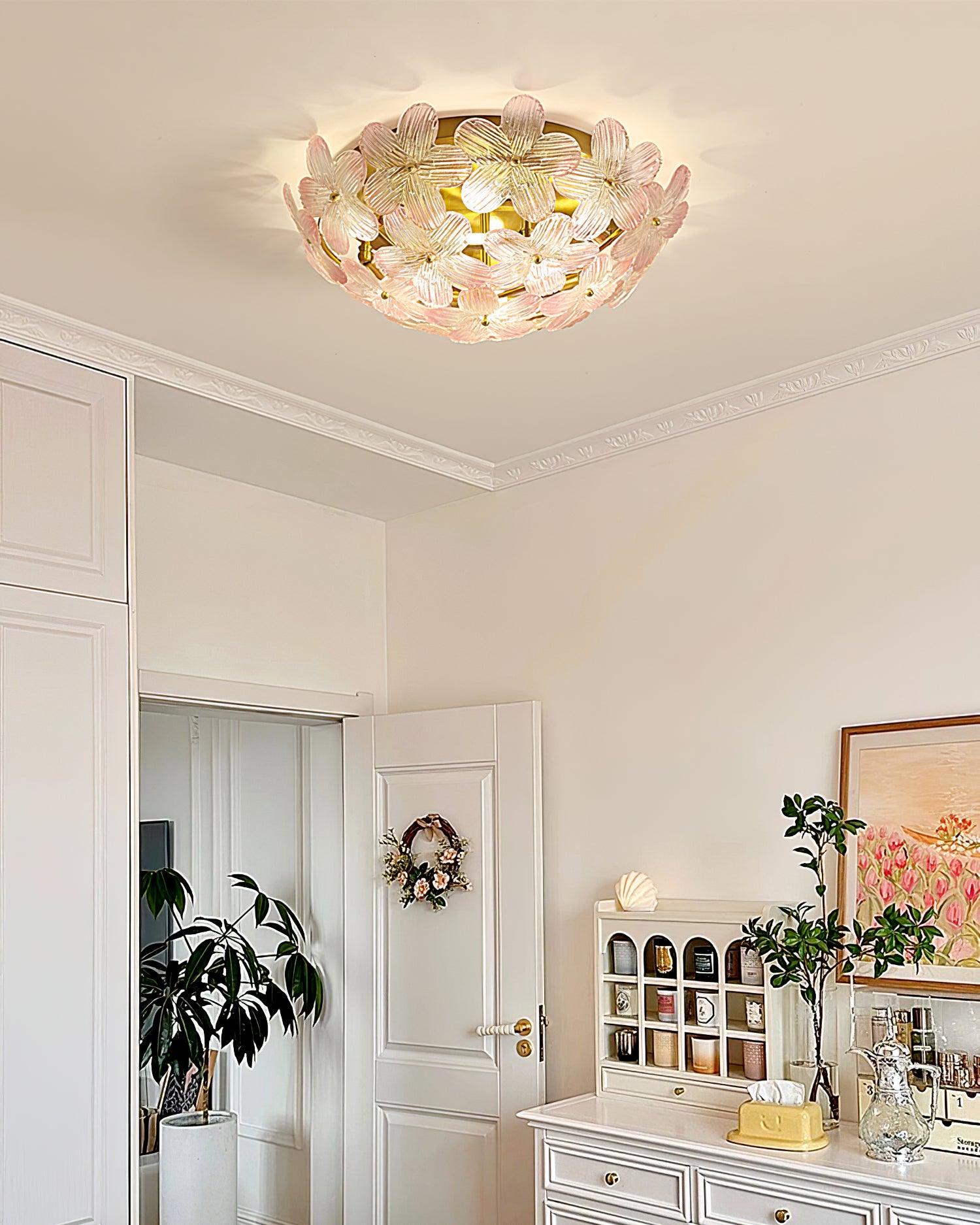 Anan Ceiling Lamp Glass Petal Wreath Romantic - Letslighting