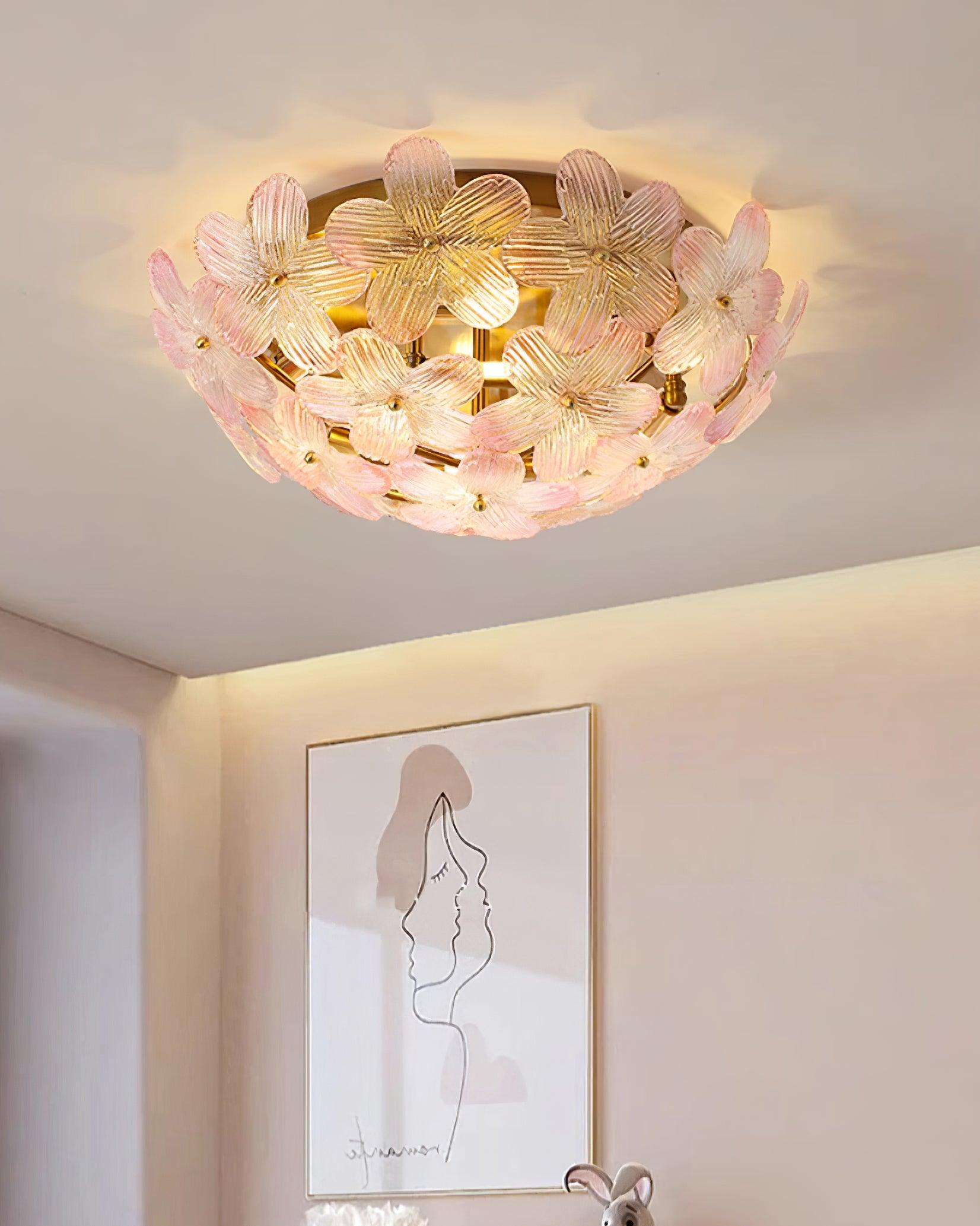 Anan Floral Ceiling Light Blush Glass - Letslighting