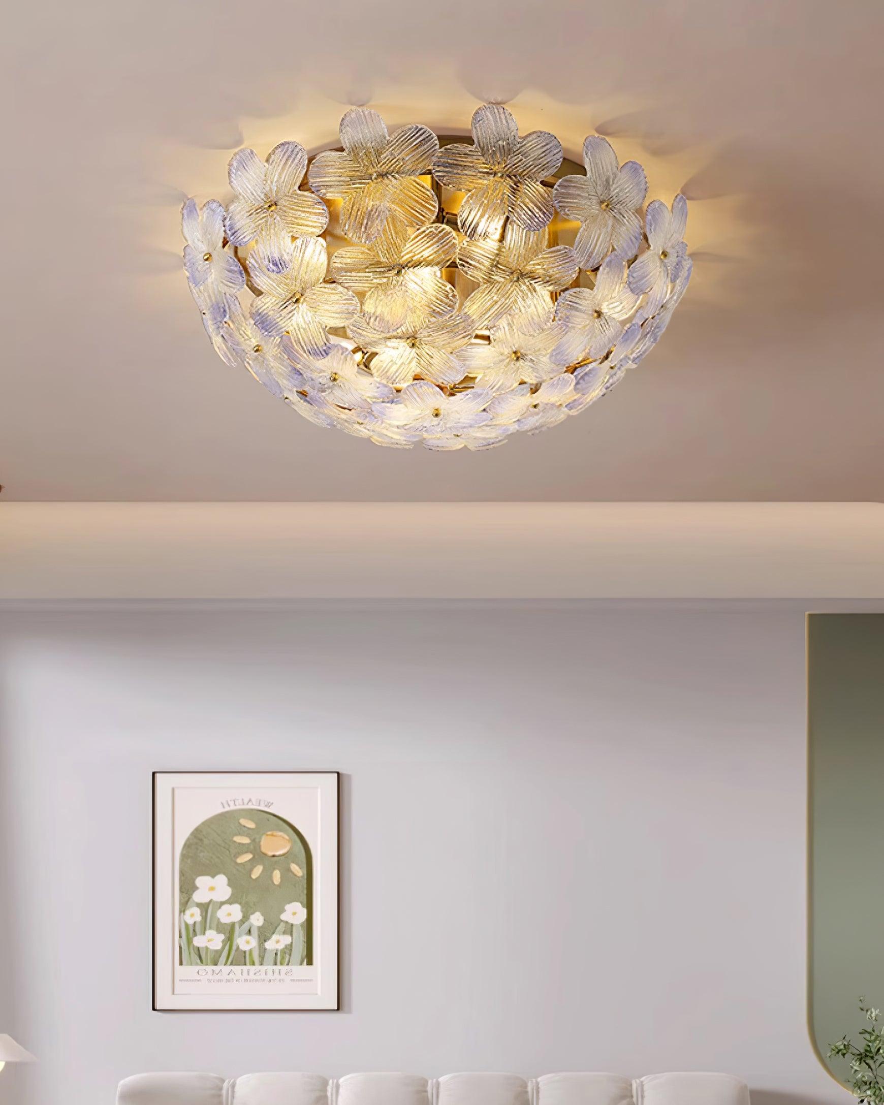 Anan Ceiling Lamp Glass Petal Wreath Romantic - Letslighting