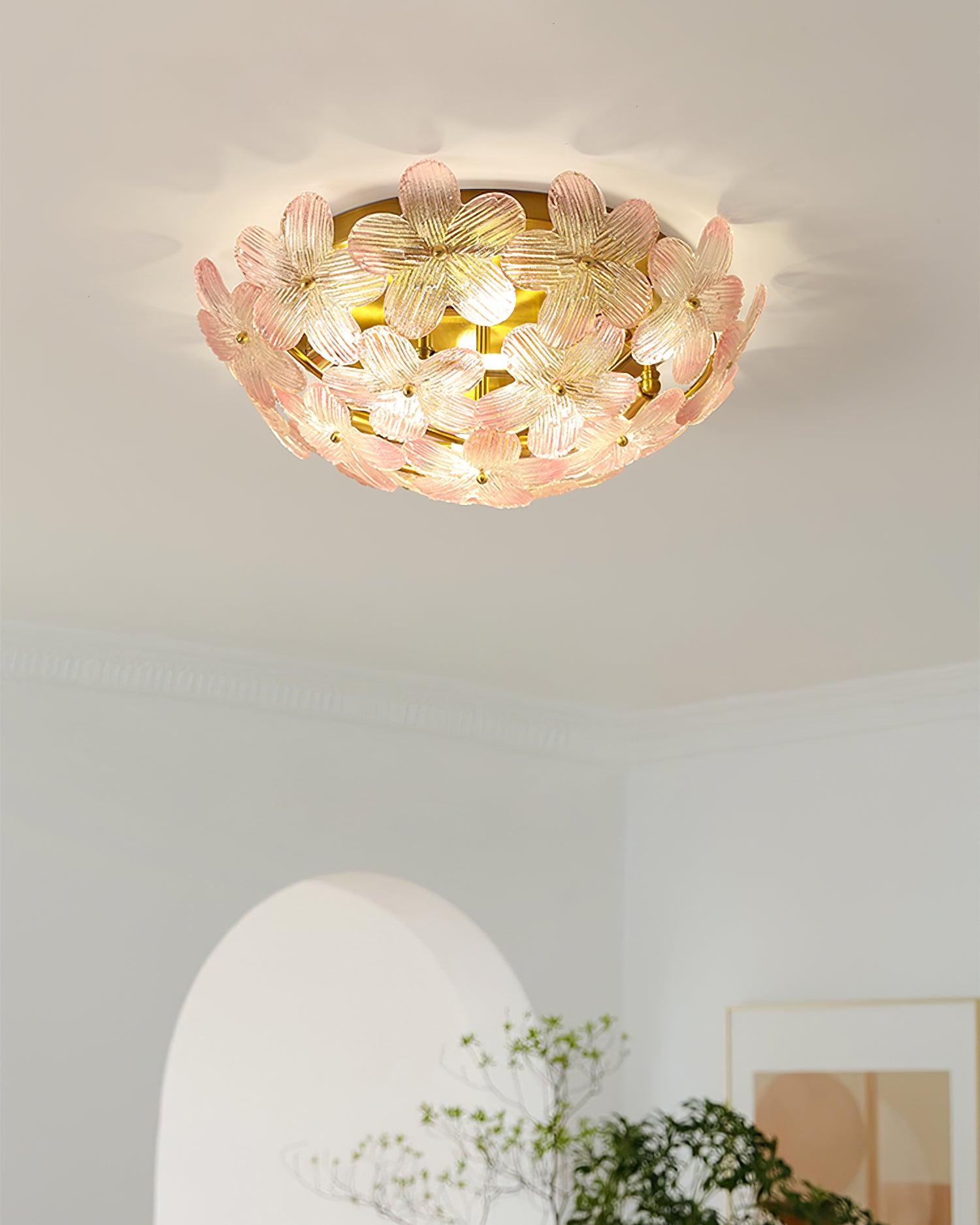Anan Floral Ceiling Light Blush Glass - Letslighting