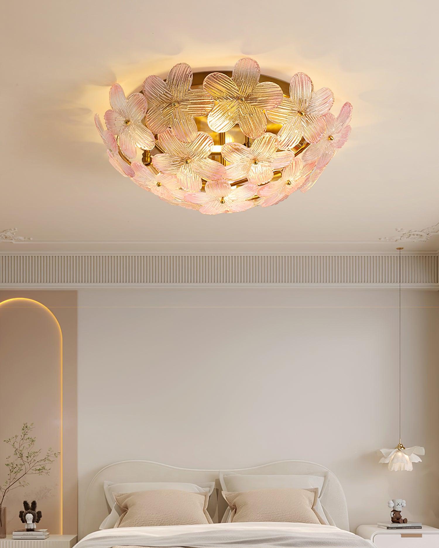 Anan Floral Ceiling Light Blush Glass - Letslighting