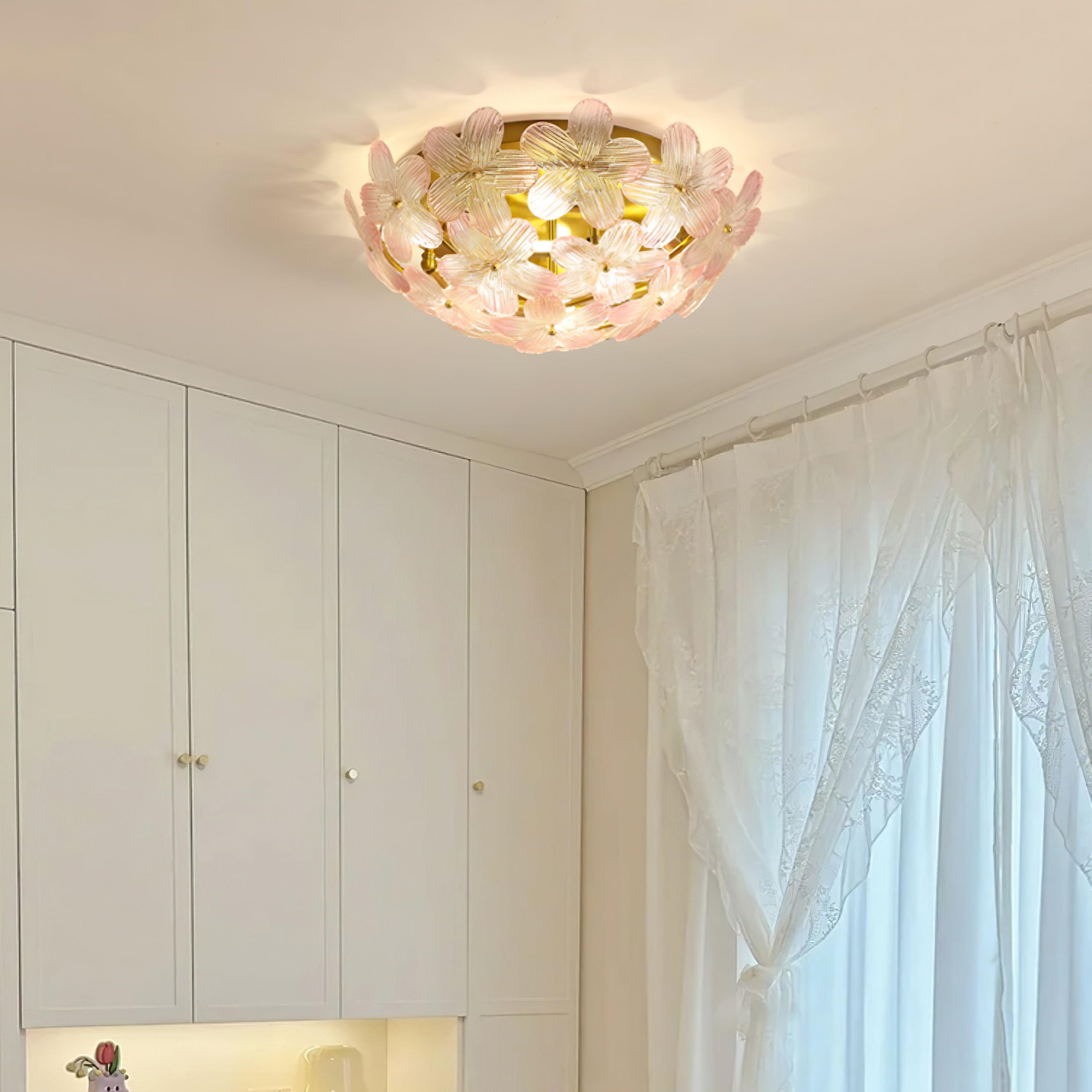 Anan Floral Ceiling Light Blush Glass - Letslighting