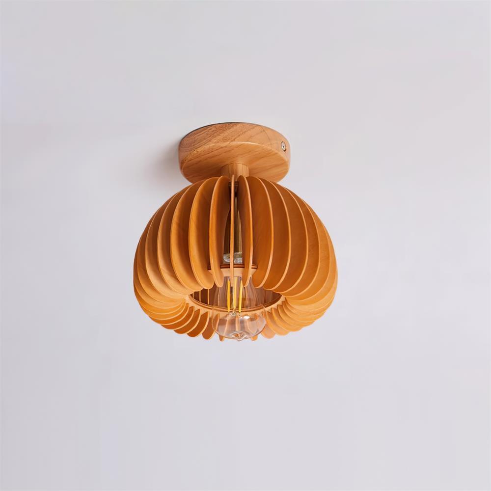 Ceiling Light Pumpkin with Basswood Canopy and Shade Natural - Letslighting