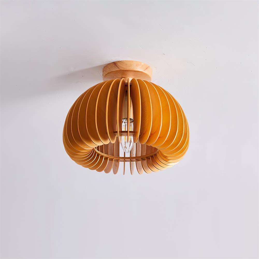Ceiling Light Pumpkin with Basswood Canopy and Shade Natural - Letslighting