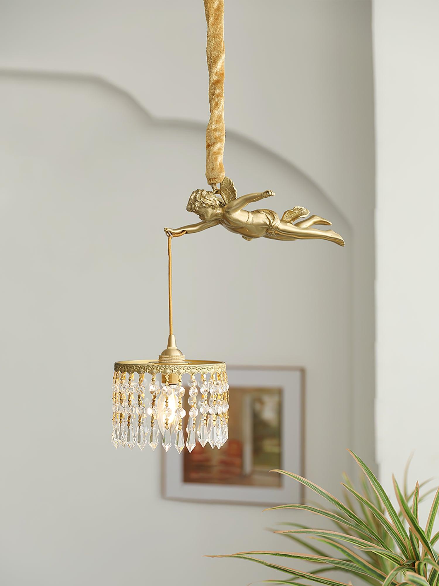 Calytra Brass & Crystal Artistic Pendant Light - Letslighting
