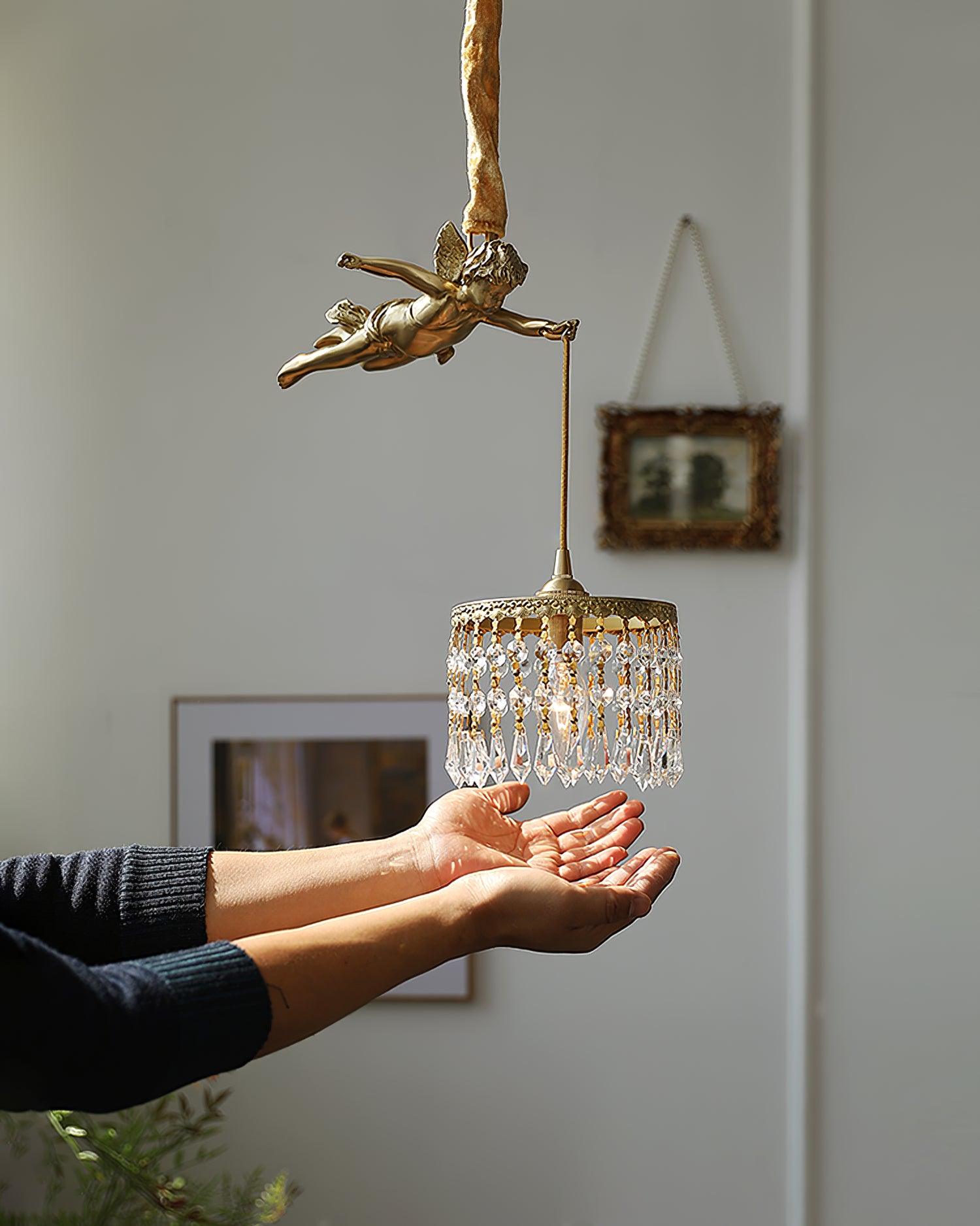 Calytra Brass & Crystal Artistic Pendant Light - Letslighting