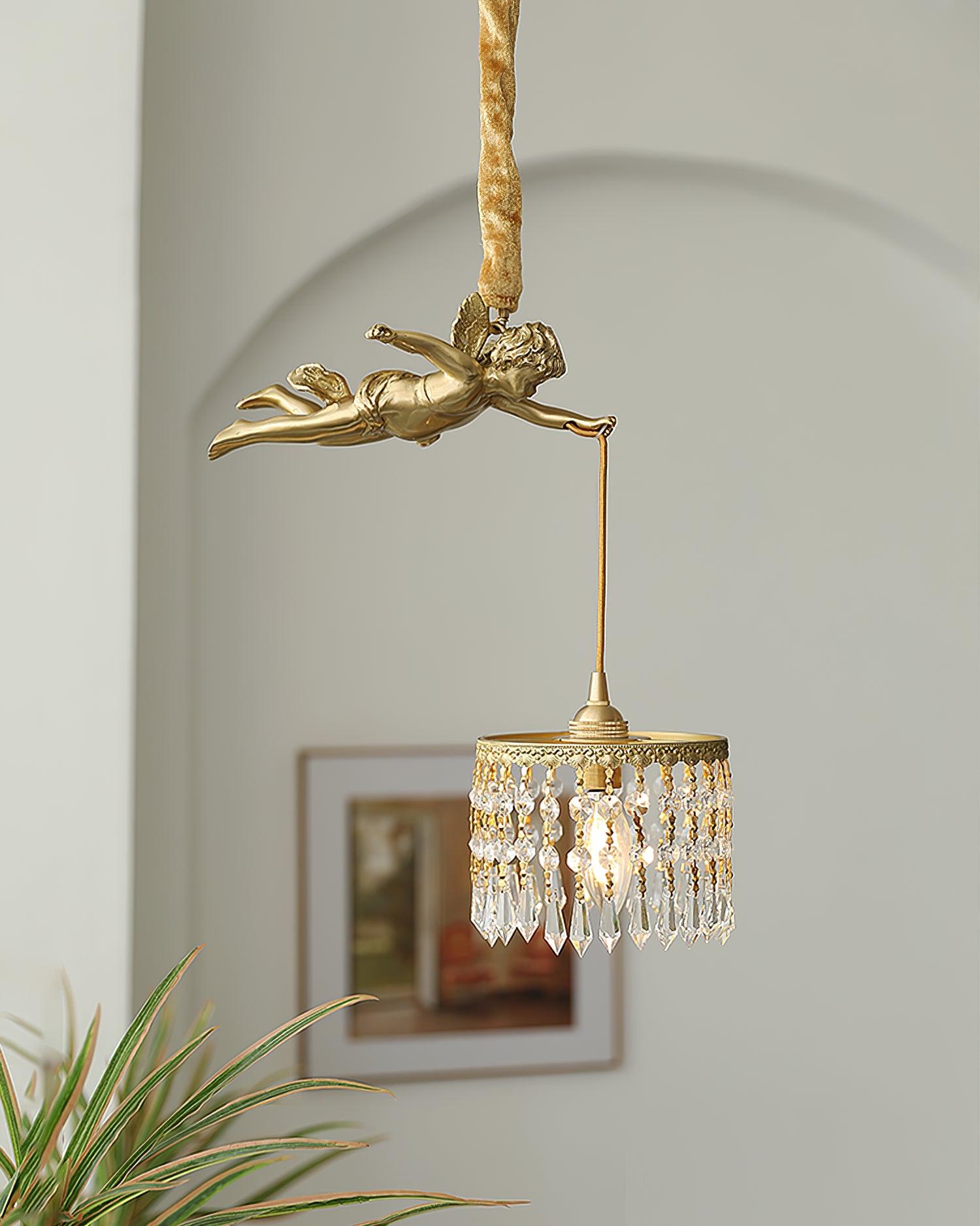 Calytra Brass & Crystal Artistic Pendant Light - Letslighting