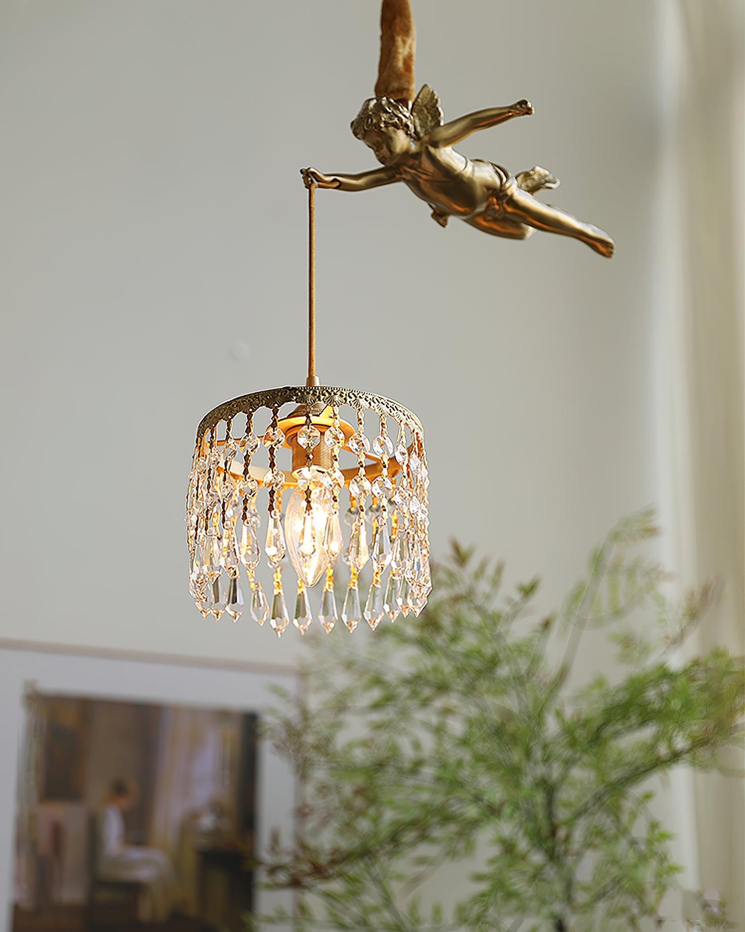 Calytra Brass & Crystal Artistic Pendant Light - Letslighting