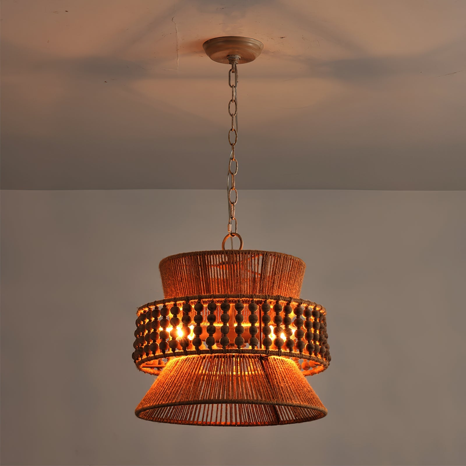 Kvennuvyi Natural Drum Brown Pendant Light - Letslighting