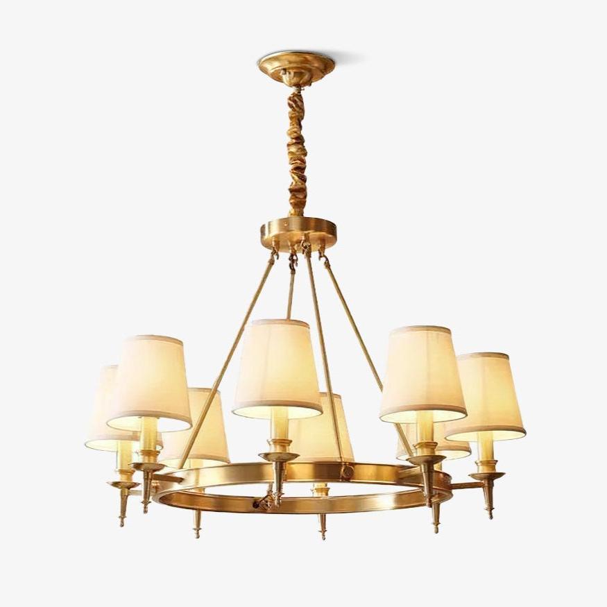 Lustra Chandelier Brass Linen Modern 8-Light - Letslighting