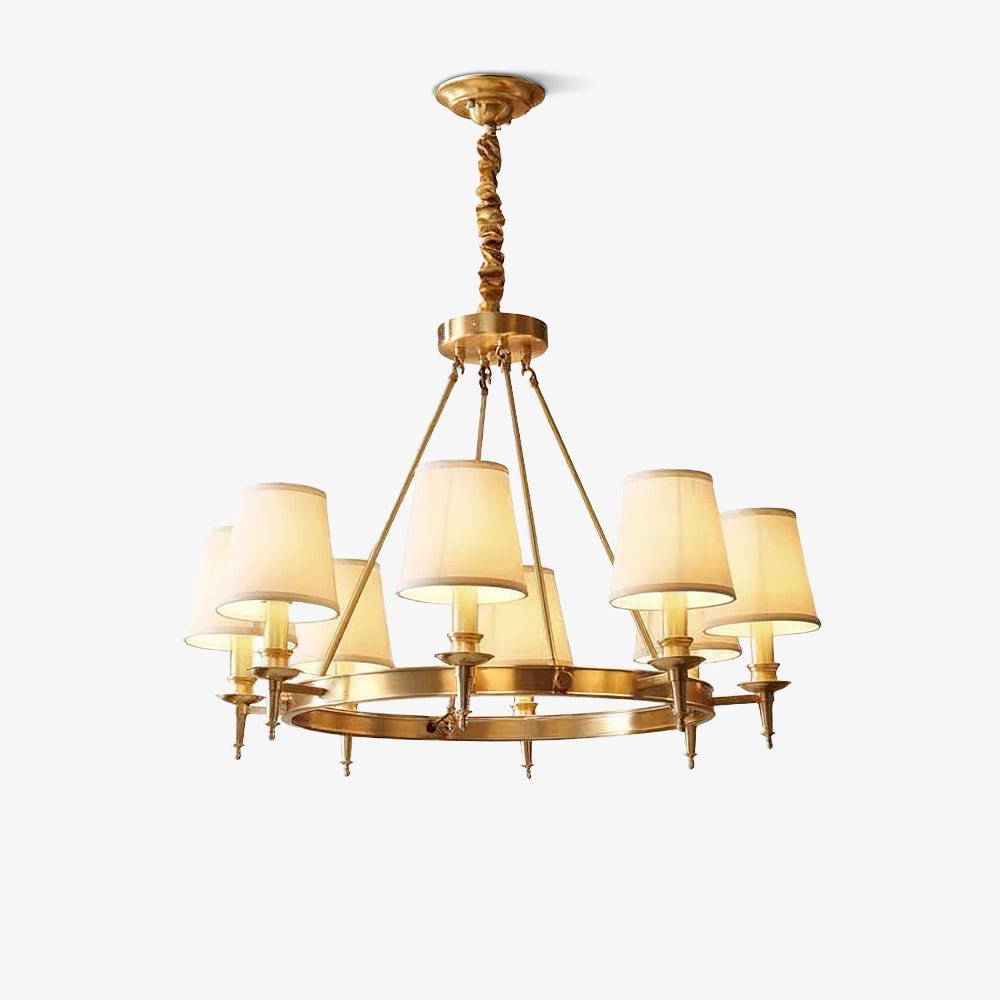 Lustra Chandelier Brass Linen Modern 8-Light - Letslighting