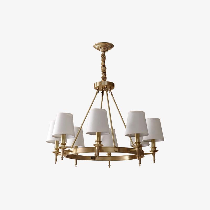 Lustra Chandelier Brass Linen Modern 8-Light - Letslighting