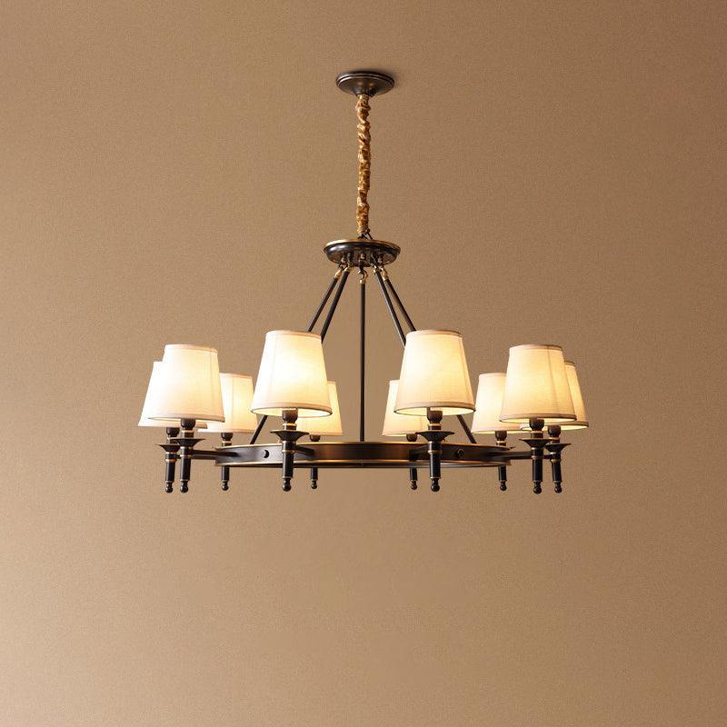 Lustra Chandelier Brass Linen Modern 8-Light - Letslighting