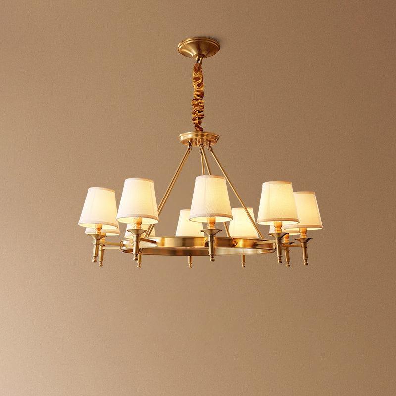 Lustra Chandelier Brass Linen Modern 8-Light - Letslighting