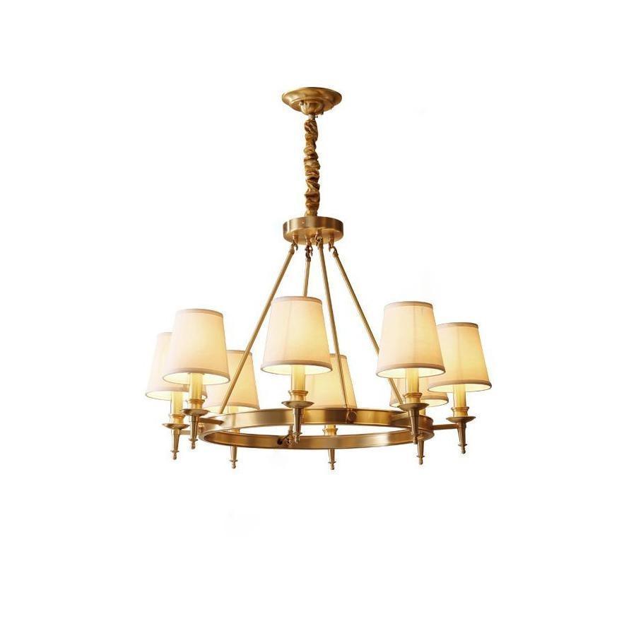 Lustra Chandelier Brass Linen Modern 8-Light - Letslighting