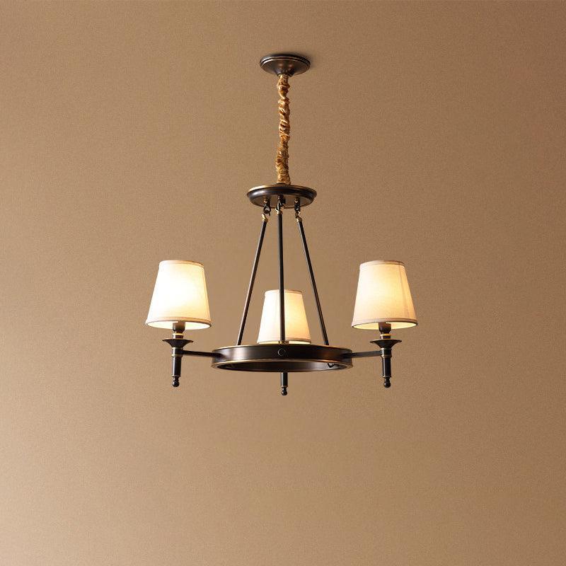 Lustra Chandelier Brass Linen Modern 8-Light - Letslighting