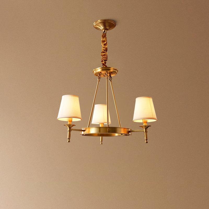 Lustra Chandelier Brass Linen Modern 8-Light - Letslighting