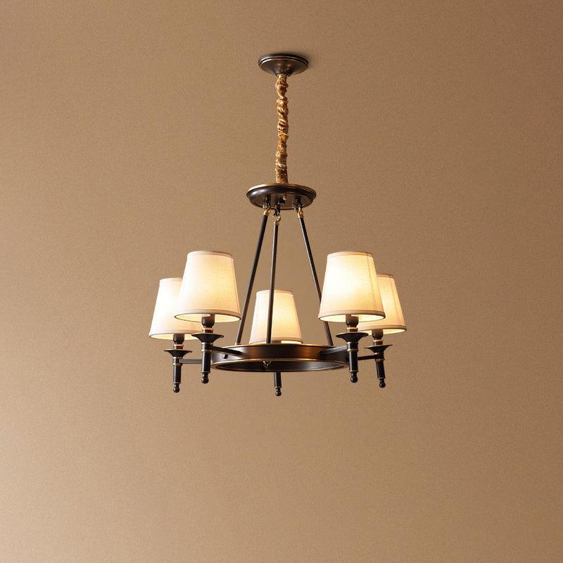 Lustra Chandelier Brass Linen Modern 8-Light - Letslighting