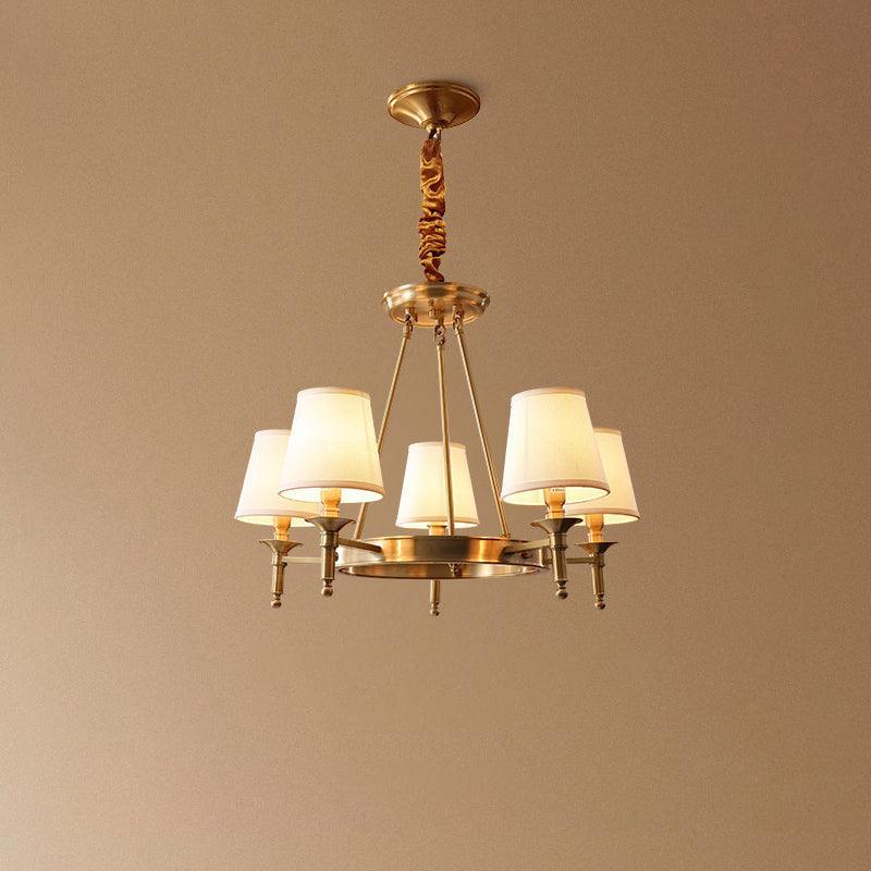 Lustra Chandelier Brass Linen Modern 8-Light - Letslighting
