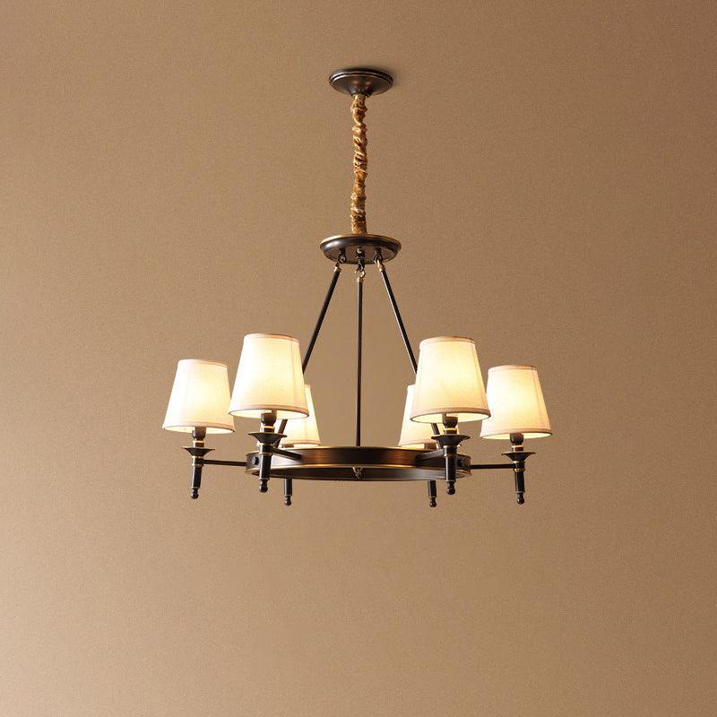Lustra Chandelier Brass Linen Modern 8-Light - Letslighting