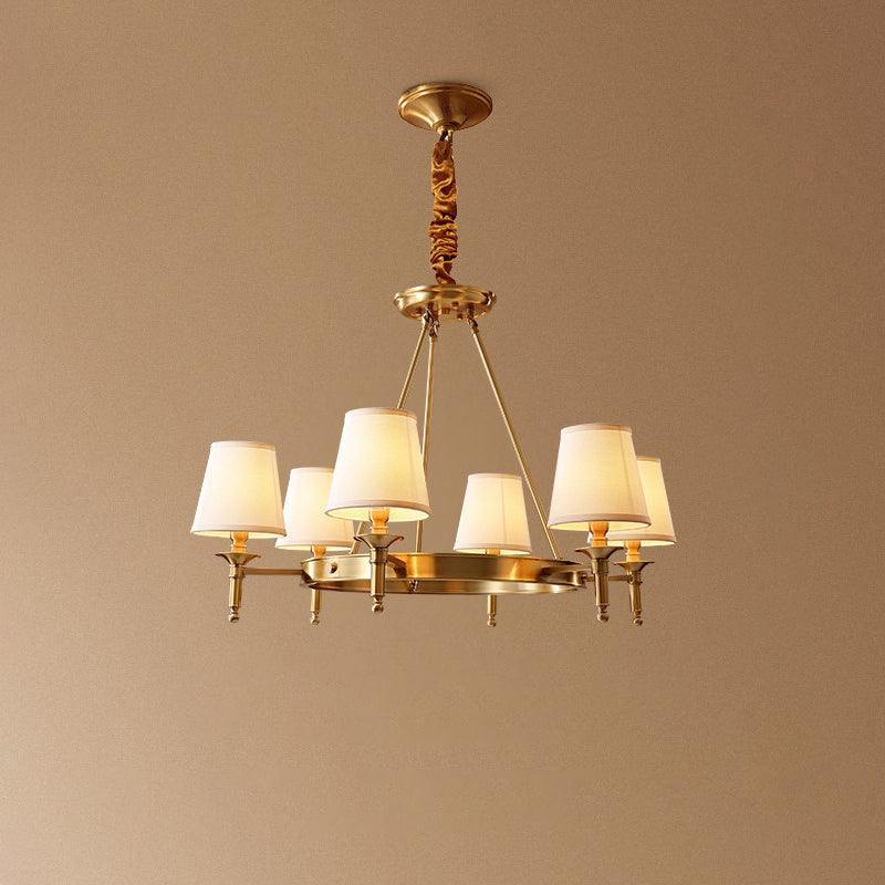 Lustra Chandelier Brass Linen Modern 8-Light - Letslighting
