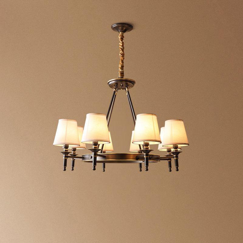 Lustra Chandelier Brass Linen Modern 8-Light - Letslighting