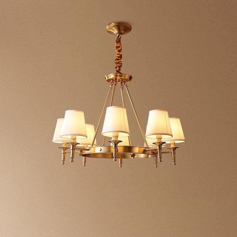 Lustra Chandelier Brass Linen Modern 8-Light - Letslighting