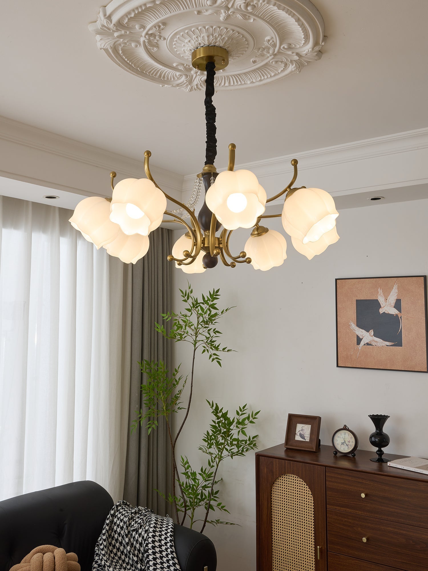 Lustra Chandelier Wood Glass Vintage - Letslighting
