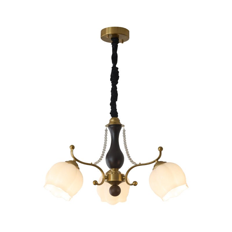 Lustra Chandelier Wood Glass Vintage - Letslighting