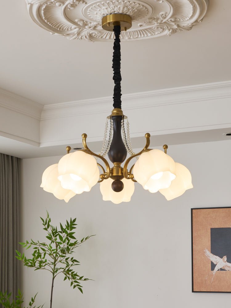 Lustra Chandelier Wood Glass Vintage - Letslighting