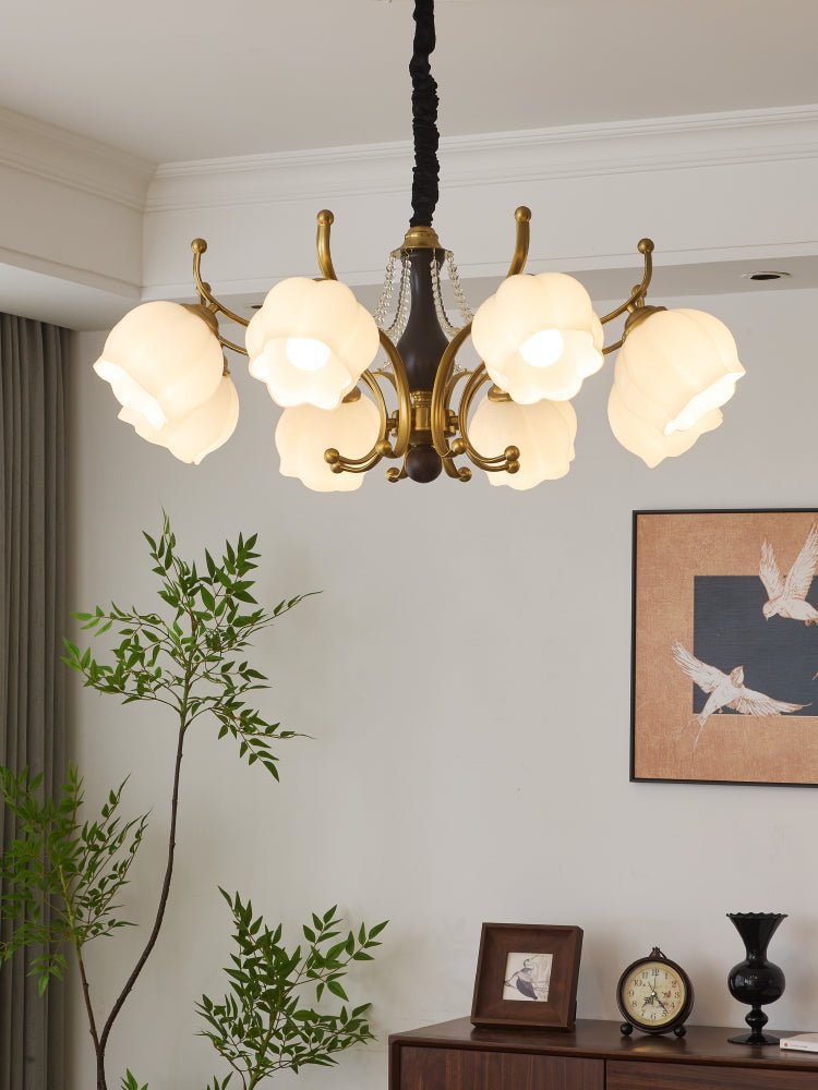Lustra Chandelier Wood Glass Vintage - Letslighting