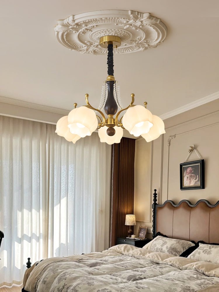 Lustra Chandelier Wood Glass Vintage - Letslighting