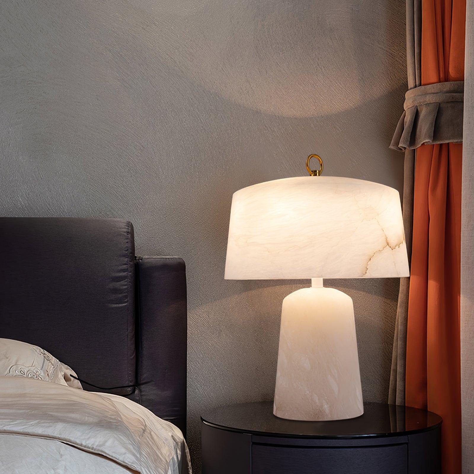 Eurvynyra Drum Alabaster Table Lamp - Letslighting
