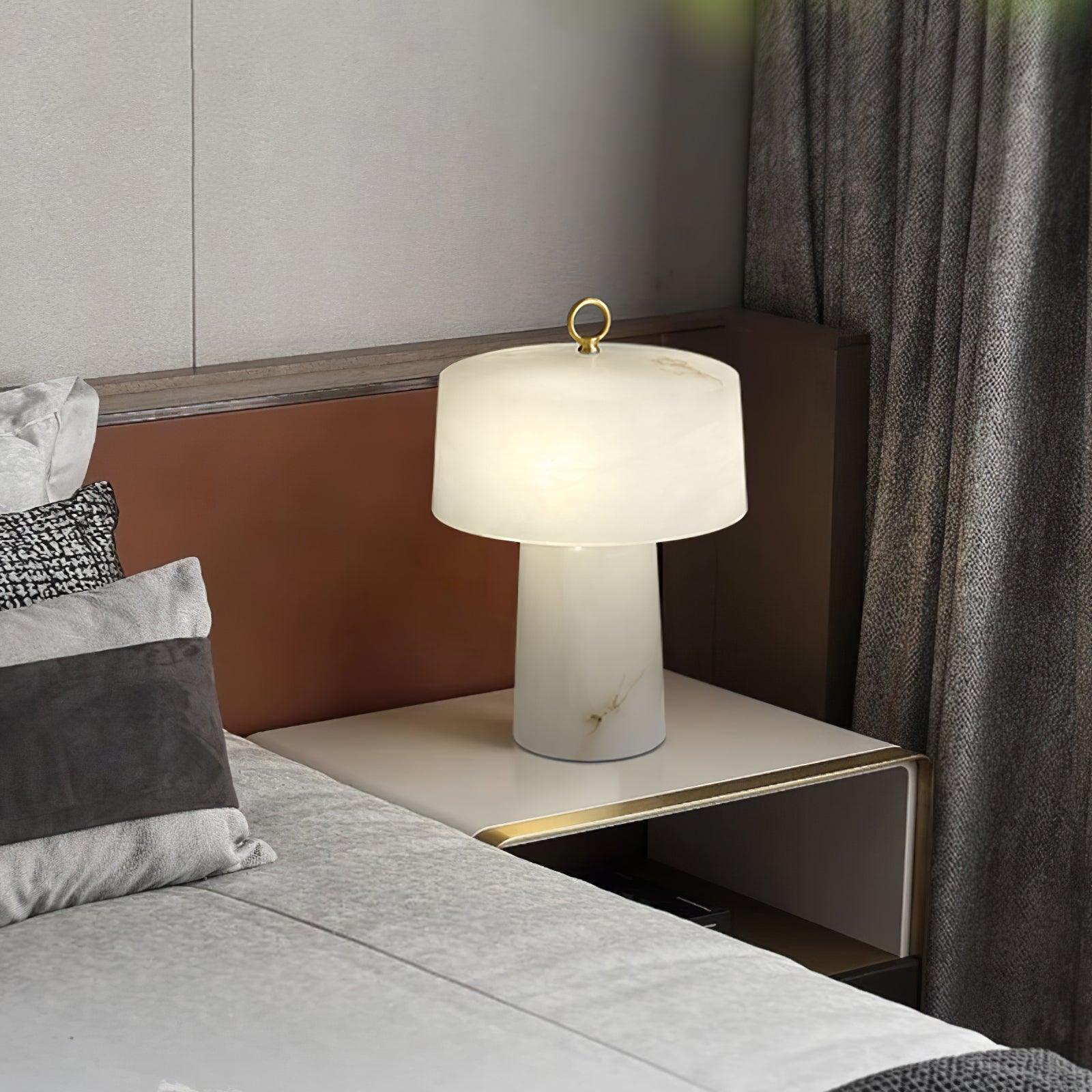 Eurvynyra Drum Alabaster Table Lamp - Letslighting