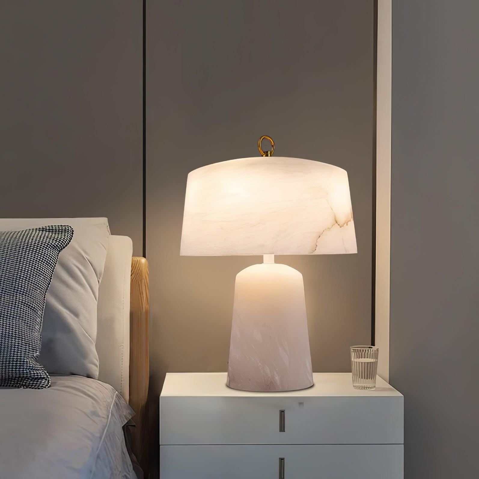 Eurvynyra Drum Alabaster Table Lamp - Letslighting