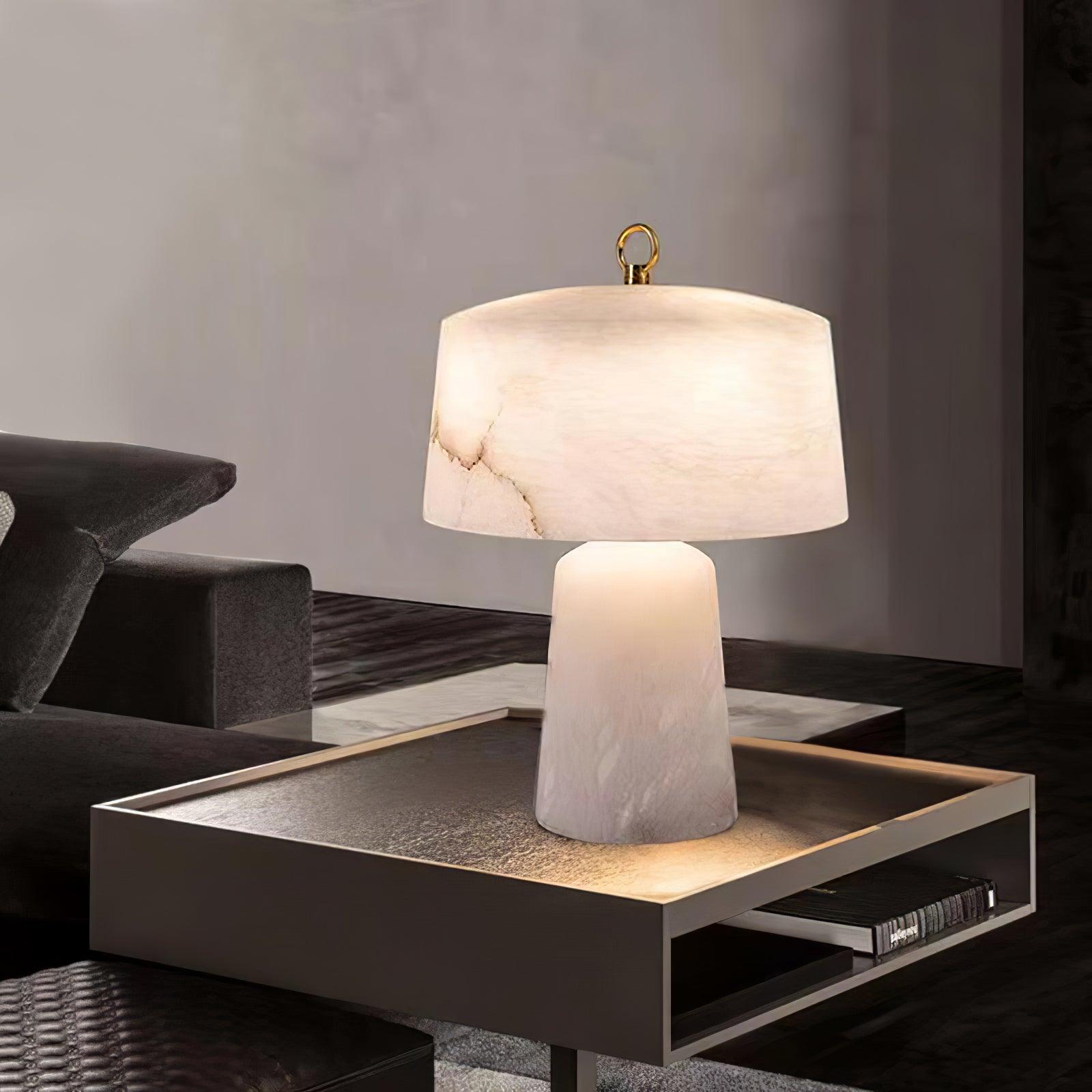 Eurvynyra Drum Alabaster Table Lamp - Letslighting