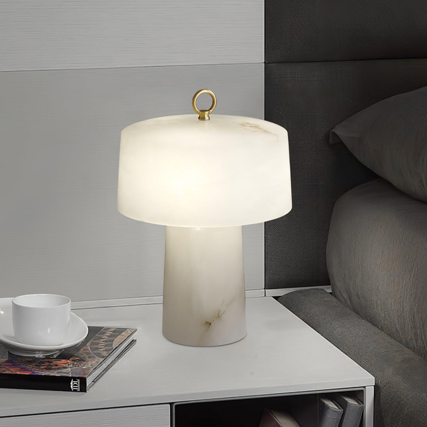 Eurvynyra Drum Alabaster Table Lamp - Letslighting