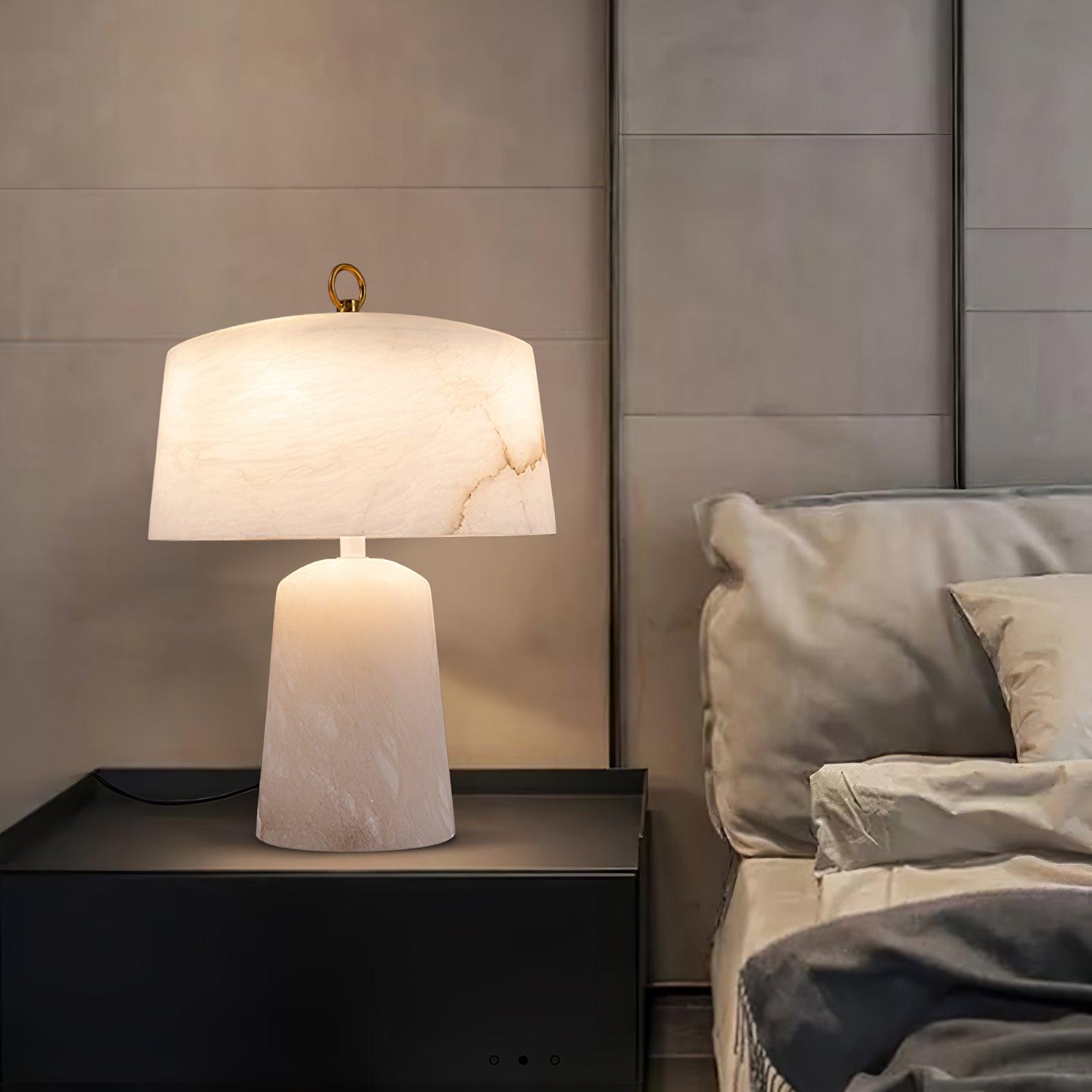 Eurvynyra Drum Alabaster Table Lamp - Letslighting